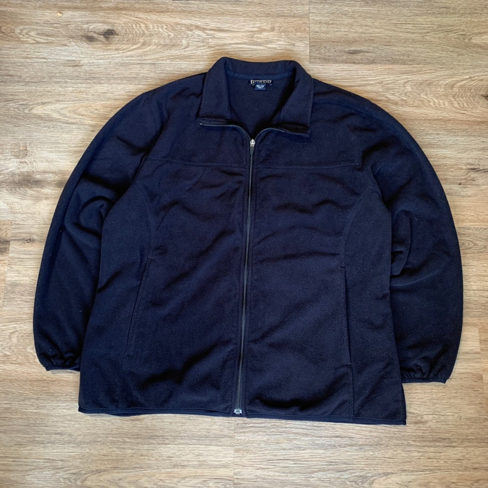 Lands End Navy Blue Fleece Full Zip Jacket Womens 1X 16W-18W Regular Soft Warm